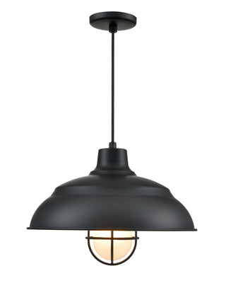 R-Series 17" Wide 1-Light Indoor/Outdoor Warehouse Cord Hung Shade - Satin Black