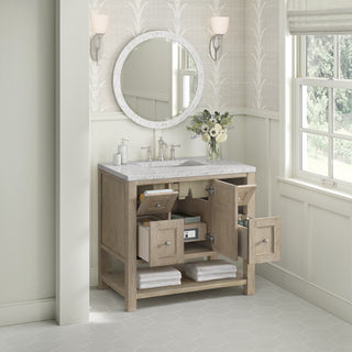 36 Inch Breckenridge Freestanding Vanity in Whitewashed Oak / Eternal Jasmine Pearl Top