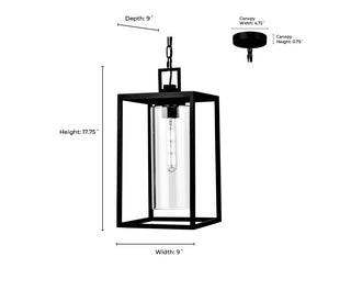 Ellway 1-Light Outdoor Hanging Lantern Textured Black