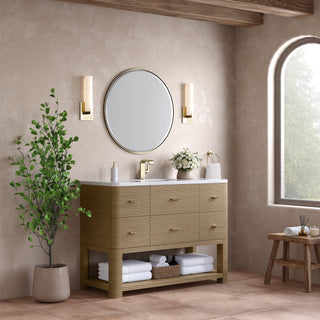 48 Inch Lucian Freestanding Vanity in Pebble Oak / White Zeus Top