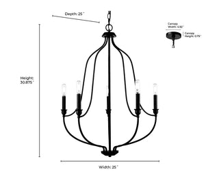 Senoia 5-Light Chandelier Ceiling Light Matte Black