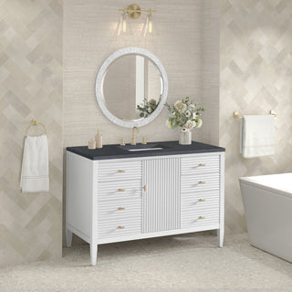 48 Inch Myrrin Freestanding Vanity in Bright White / Charcoal Soapstone Top