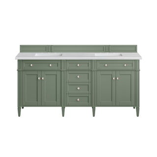 72 Inch Brittany Freestanding Vanity in Smokey Celadon / Arctic Fall Top