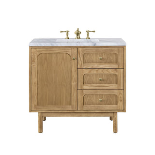 36 Inch Laurent Dual Mount Vanity in Light Natural Oak / Carrara White Top