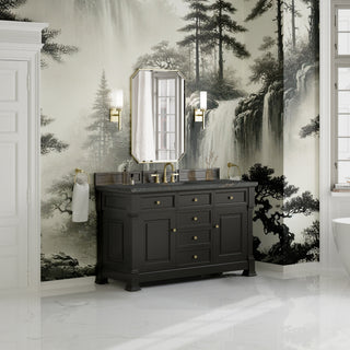 60 Inch Brookfield Freestanding Vanity in Black Onyx / Parisien Bleu Top