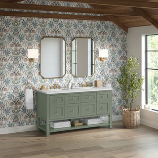 60 Inch Breckenridge Freestanding Vanity in Smokey Celadon / Ethereal Noctis Top