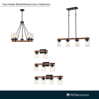 Taos 4-Light Vanity Matte Black/Wood Grain