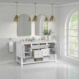 60 Inch Breckenridge Freestanding Vanity in Bright White / Lime Delight Top
