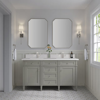 60 Inch Brittany Freestanding Vanity in Urban Gray / White Zeus Top
