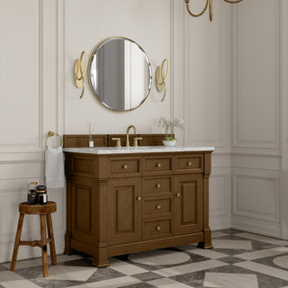 48 Inch Brookfield Freestanding Vanity in Honey Oak / Eternal Jasmine Pearl Top