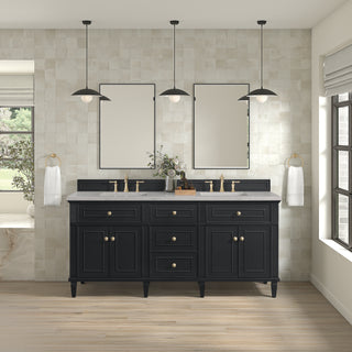 72 Inch Lorelai Freestanding Vanity in Black Onyx / Eternal Jasmine Pearl Top