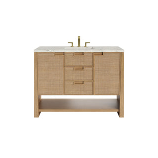 48 Inch Solene Freestanding Vanity in Seaside Oak / Victorian Silver Top