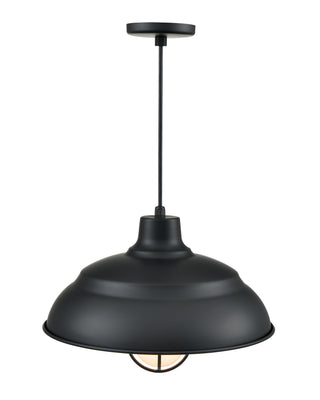 R-Series 17" Wide 1-Light Indoor/Outdoor Warehouse Cord Hung Shade - Satin Black