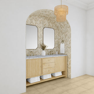 72 Inch Marigot Freestanding Vanity in Sunwashed Oak / Carrara White Top