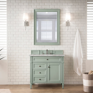 36 Inch Brittany Freestanding Vanity in Sage Green / Victorian Silver Top