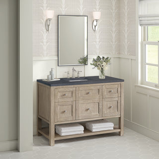 48 Inch Breckenridge Freestanding Vanity in Whitewashed Oak / Charcoal Soapstone Top