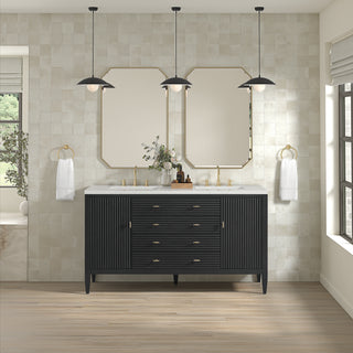 60 Inch Myrrin Freestanding Vanity in Carbon Oak / Lime Delight Top