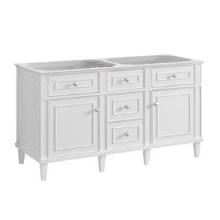 60 Inch Lorelai Freestanding Vanity in Bright White / Parisien Bleu Top