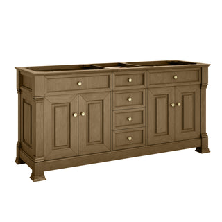 72 Inch Brookfield Freestanding Vanity in Honey Oak / Victorian Silver Top
