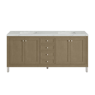 72 Inch Chicago Freestanding Vanity in Walnut Whisper / Ethereal Noctis Top