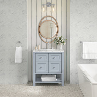 30 Inch Breckenridge Freestanding Vanity in Serenity Blue / Carrara White Top