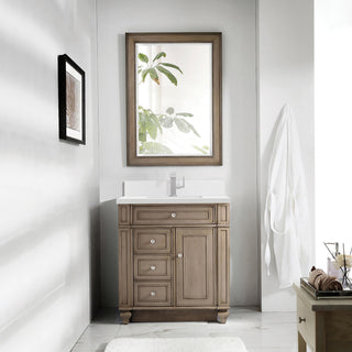 30 Inch Bristol Freestanding Vanity in Whitewashed Walnut / White Zeus Top