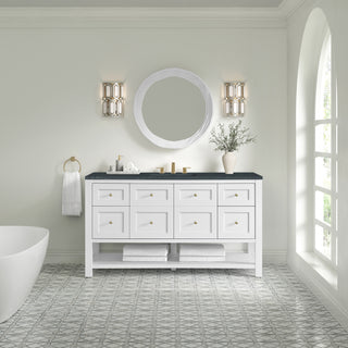 60 Inch Breckenridge Freestanding Vanity in Bright White / Charcoal Soapstone Top