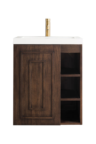 23.625 Inch Alicante' Floating Vanity in Mid-Century Acacia / White Glossy Top