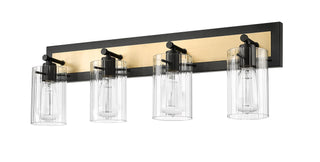 Gasol 4-Light Vanity Matte Black / Vintage Brass