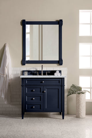 36 Inch Brittany Freestanding Vanity in Victory Blue / Carrara White Top