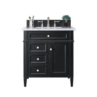 30 Inch Brittany Freestanding Vanity in Black Onyx / Carrara White Top