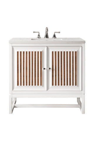 30 Inch Athens Dual Mount Vanity in Glossy White / Carrara White Top