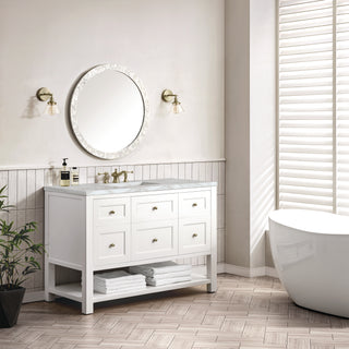 48 Inch Breckenridge Freestanding Vanity in Bright White / Victorian Silver Top
