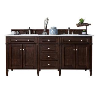72 Inch Brittany Freestanding Vanity in Burnished Mahogany / Eternal Jasmine Pearl Top