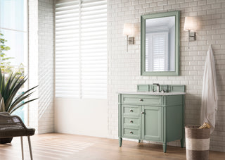 36 Inch Brittany Freestanding Vanity in Sage Green / White Zeus Top