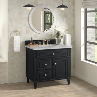 36 Inch Lorelai Freestanding Vanity in Black Onyx / Eternal Jasmine Pearl Top