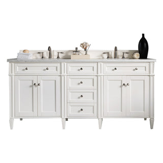 72 Inch Brittany Freestanding Vanity in Bright White / Arctic Fall Solid Surface Top