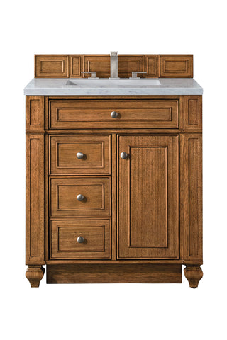 30 Inch Bristol Freestanding Vanity in Saddle Brown / Eternal Jasmine Pearl Top