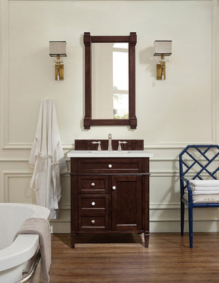 30 Inch Brittany Freestanding Vanity in Burnished Mahogany / Lime Delight Top