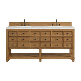 72 Inch Malibu Freestanding Vanity in Amber Birch / Ethereal Noctis Top