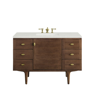 48 Inch Amberly Dual Mount Vanity in Mid-Century Walnut / Lime Delight Top