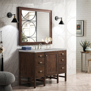 48 Inch Addison Freestanding Vanity in Mid-Century Acacia / Victorian Silver Top