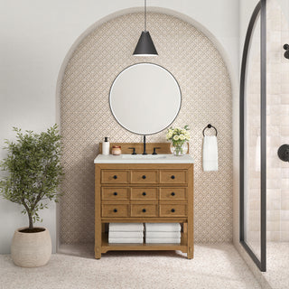 36 Inch Malibu Freestanding Vanity in Amber Birch / Lime Delight Top