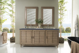 72 Inch Portland Freestanding Vanity in Whitewashed Walnut / Charcoal Soapstone Top