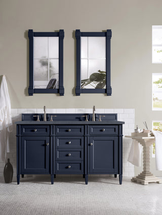60 Inch Brittany Freestanding Vanity in Victory Blue / Charcoal Soapstone Top