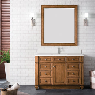 48 Inch Bristol Freestanding Vanity in Saddle Brown / White Zeus Top