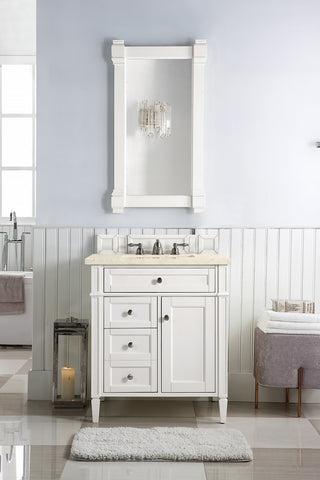 30 Inch Brittany Freestanding Vanity in Bright White / Eternal Marfil Top