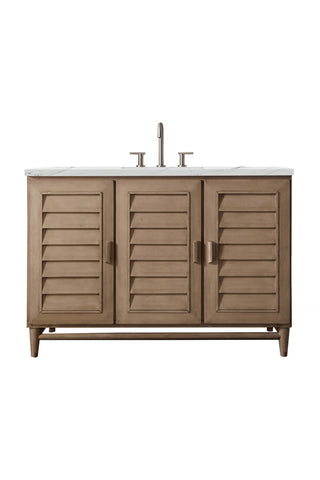 48 Inch Portland Freestanding Vanity in Whitewashed Walnut / Ethereal Noctis Top