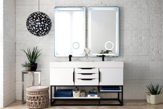58.875 Inch Columbia Freestanding Vanity in Glossy White / Glossy White Top