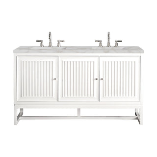 60 Inch Athens Dual Mount Vanity in Glossy White / Victorian Silver Top